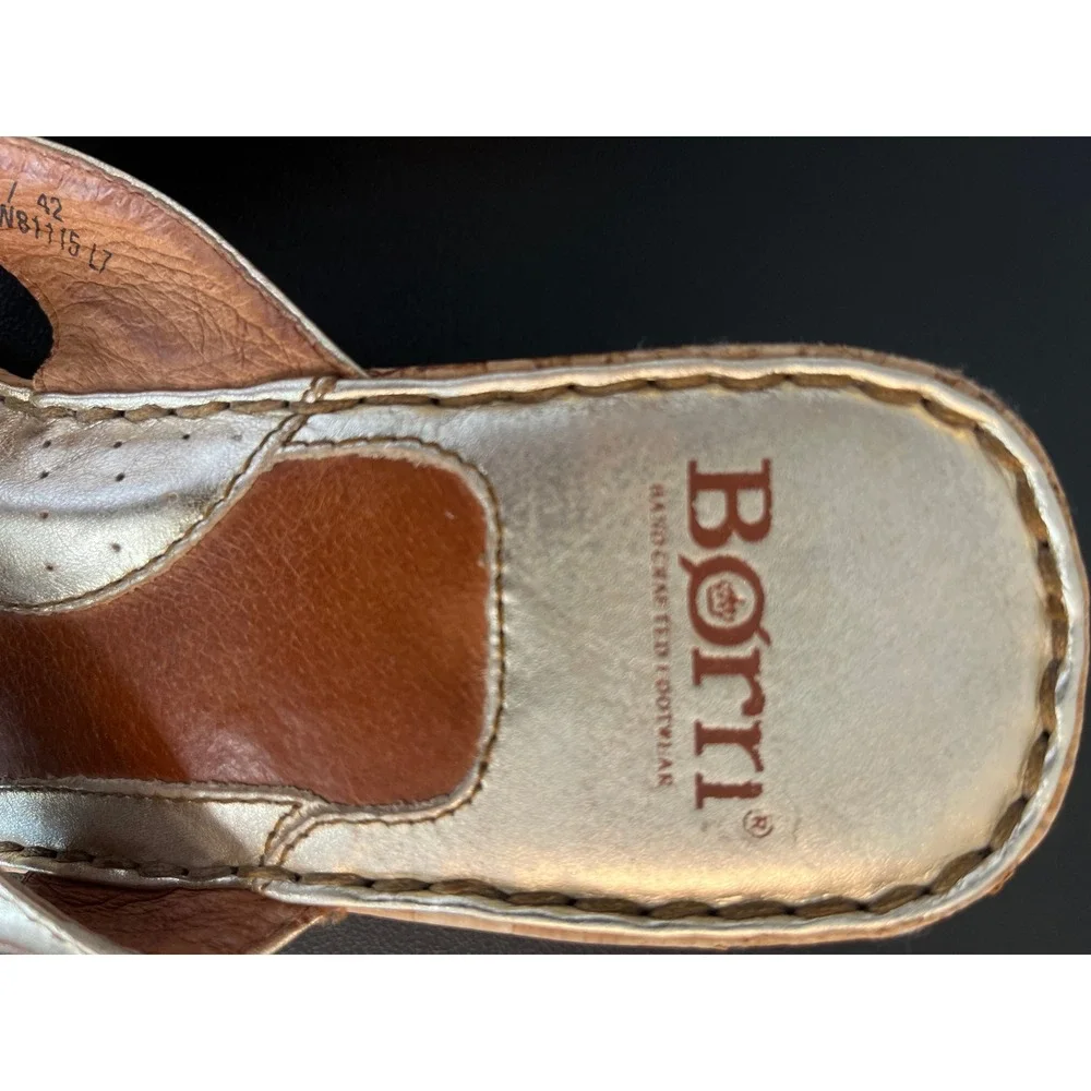 Born Gold Metallic Cork Wedge Flip Flop Sandals Women Size‎ 10